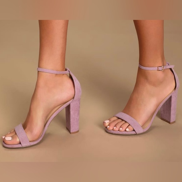Lulus Taylor Dusty Lilac Suede Ankle Strap Heels - Picture 2 of 7